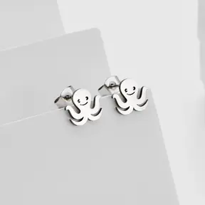 Stainless Steel Octopus Oorstekers – Trendy Zeedier Studs