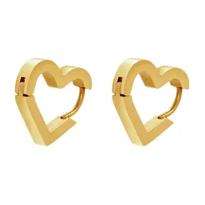 Stainless steel hart oorbellen goud/zilver – geometrische hoops