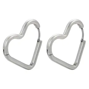 Stainless steel hartjes oorbellen goud of zilver – grote hoops