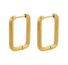 Stainless steel rechthoekige oorbellen goud/zilver – minimalistische hoops