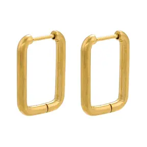 Stainless steel rechthoekige oorbellen goud/zilver – minimalistische hoops