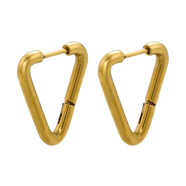 Geometrische oorbellen driehoek stainless steel – goud of zilver hoops