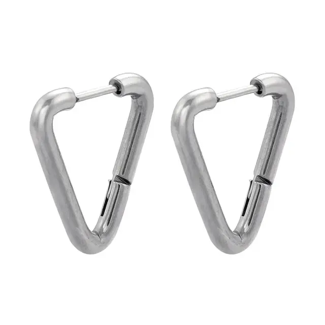 Geometrische oorbellen driehoek stainless steel – goud of zilver hoops