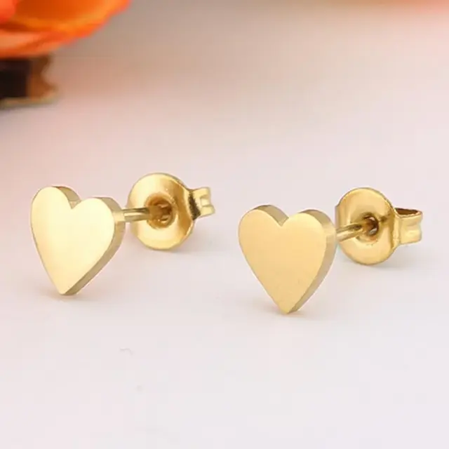Stainless Steel Hart Oorstekers – Minimalistische Studs Goud/Zilver