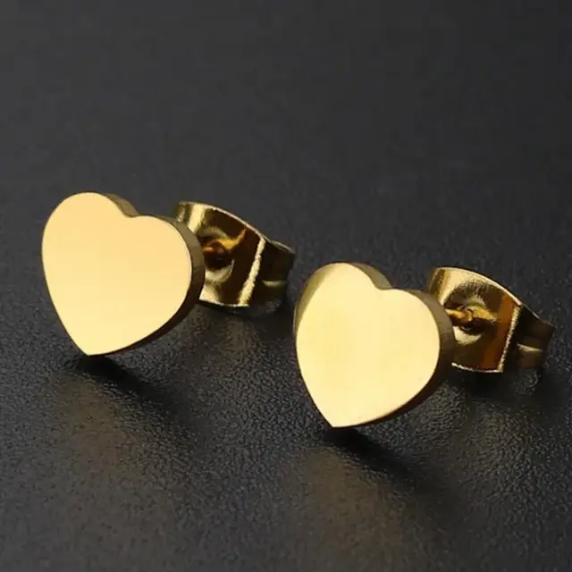 Stainless Steel Hart Oorstekers – Minimalistische Studs Goud/Zilver