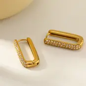 Large Zircon Rectangle Hoop 25mm