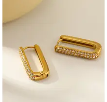 Large Zircon Rectangle Hoop 25mm
