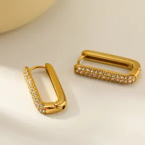 Large Zircon Rectangle Hoop 25mm