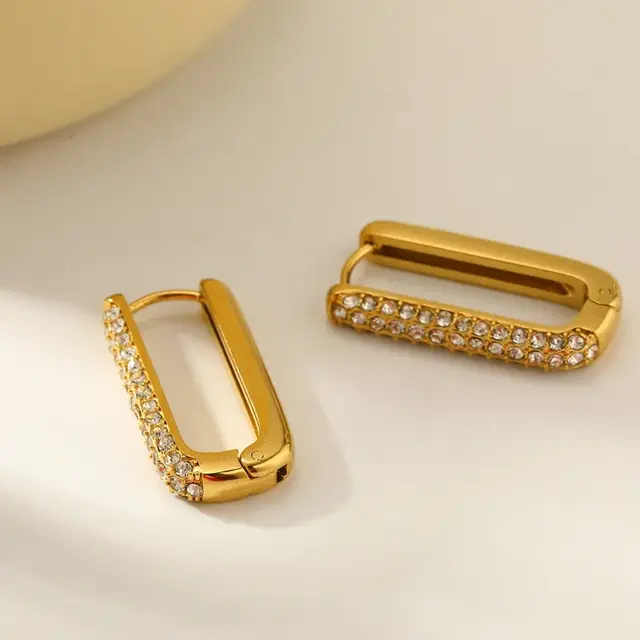 Large Zircon Rectangle Hoop 25mm