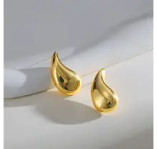 Stainless steel druppel oorbellen goud – trendy statement studs