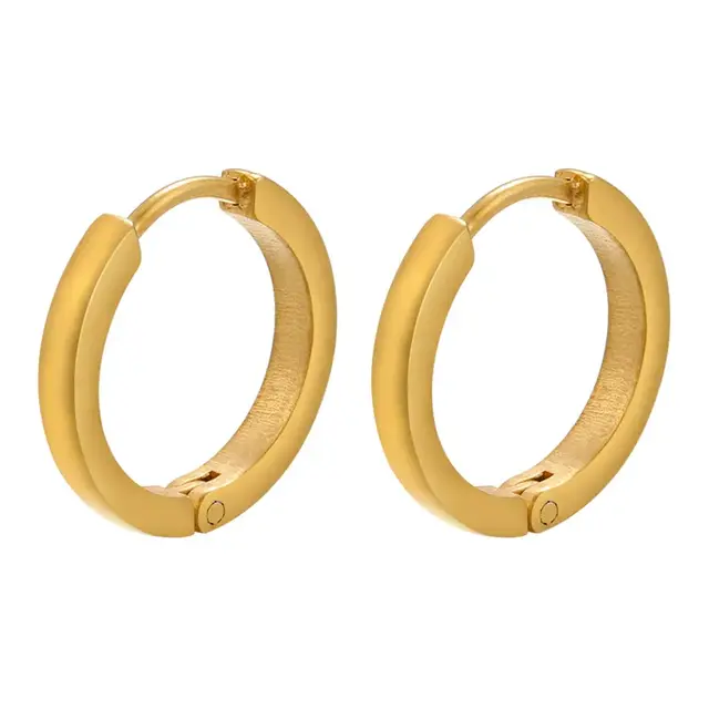 Minimalistische ronde oorbellen stainless steel – goud of zilver 14mm