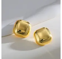Stainless steel vierkante oorbellen goud – statement studs