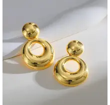 Stainless steel statement oorbellen goud – ronde studs