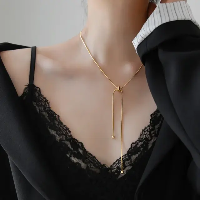 Stainless Steel Y-Ketting Staaf Goud & Zilver – Minimalistisch & Waterproof