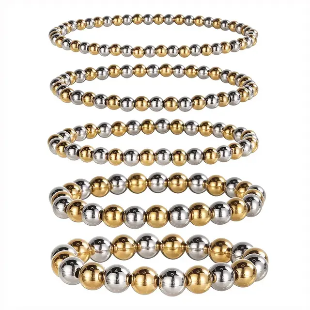 Stainless Steel Armband Two Tone Kralen – Goud & Zilver Ball Bracelet