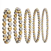 Stainless Steel Armband Two Tone Kralen – Goud & Zilver Ball Bracelet