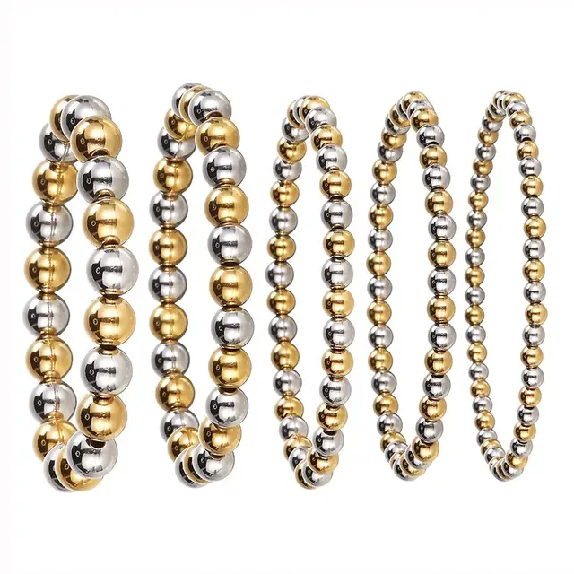 Stainless Steel Armband Two Tone Kralen – Goud & Zilver Ball Bracelet