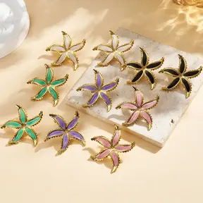 Stainless steel zeester oorbellen – gekleurde zomerse studs