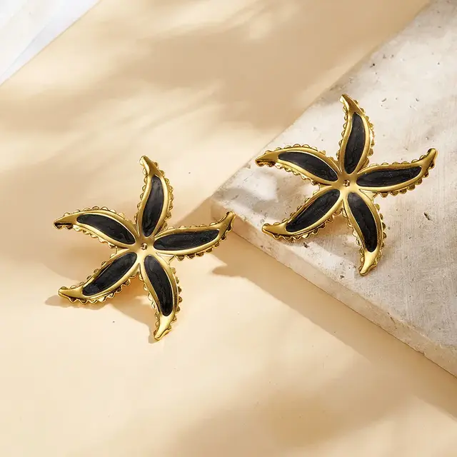Stainless steel zeester oorbellen – gekleurde zomerse studs