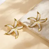 Stainless steel zeester oorbellen – gekleurde zomerse studs