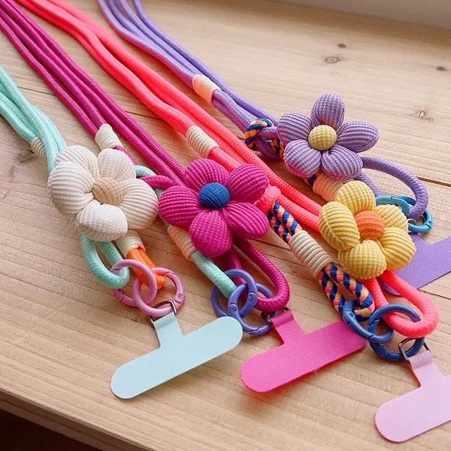 Telefoonkoord Bloem Lang Zwart Wit