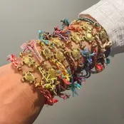 Vriendschapsarmbandje met stainless steel schildpad – kleurrijk summer armbandje - Wit