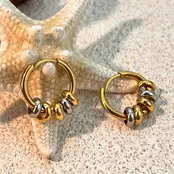 Stainless steel bicolor oorbellen met ringen – goud/zilver hoops