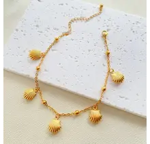 Stainless Steel Enkelbandje Schelp – Trendy Shell Bedels Goud