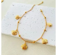Stainless Steel Enkelbandje Visjes – Sea Life Bedels Goud