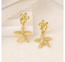 Stainless Steel Oorbellen Zeester Bloem – Goudkleurige Beach Hangers