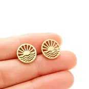 Stainless Steel Zon Zee Oorstekers – Summer Sun Studs Goud/Zilver