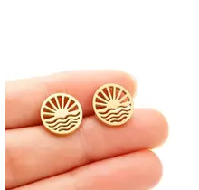 Stainless Steel Zon Zee Oorstekers – Summer Sun Studs Goud/Zilver