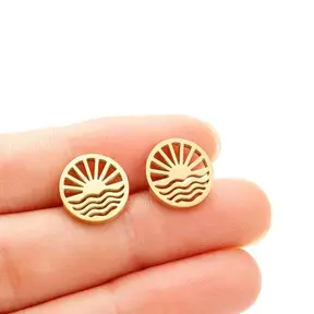 Stainless Steel Zon Zee Oorstekers – Summer Sun Studs Goud/Zilver
