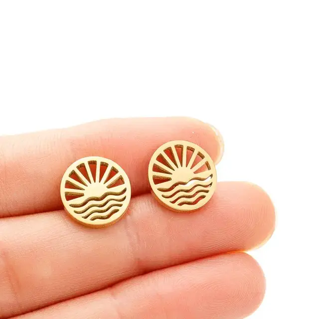 Stainless Steel Zon Zee Oorstekers – Summer Sun Studs Goud/Zilver