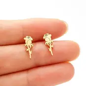 Stainless Steel Roos Oorstekers – Trendy Rose Studs Goud/Zilver