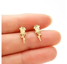 Stainless Steel Roos Oorstekers – Trendy Rose Studs Goud/Zilver