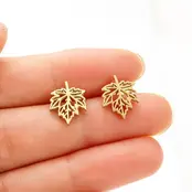 Stainless Steel Blad Oorstekers – Trendy Leaf Studs Goud/Zilver