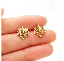 Stainless Steel Blad Oorstekers – Trendy Leaf Studs Goud/Zilver