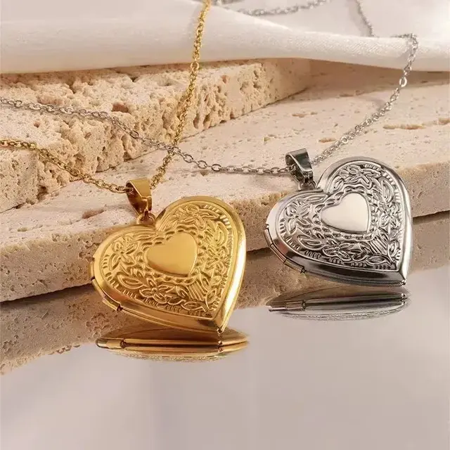 Stainless Steel Hart Medaillon Ketting – Openklapbare Foto Hanger Waterproof