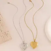 Stainless Steel Hart Medaillon Ketting – Openklapbare Foto Hanger Waterproof