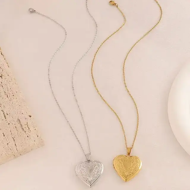 Stainless Steel Hart Medaillon Ketting – Openklapbare Foto Hanger Waterproof