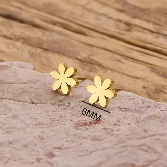 Stainless Steel Daisy Oorstekers – Bloem Studs Goud/Zilver