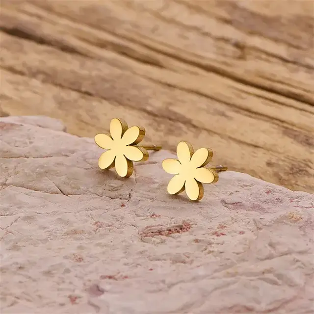 Stainless Steel Daisy Oorstekers – Bloem Studs Goud/Zilver