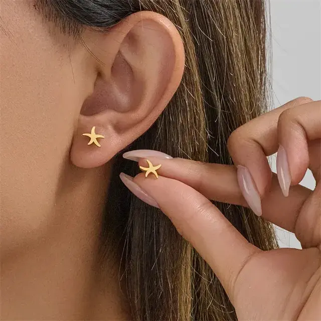 Stainless Steel Zeester Oorstekers – Starfish Studs Goud/Zilver