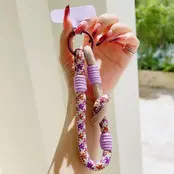 Telefoonkoord Kleurrijk – Trendy Phone Strap met Karabijnhaak Purple brown