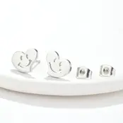 Stainless Steel Smiley Hart Oorstekers – Trendy Heart Studs Goud/Zilver