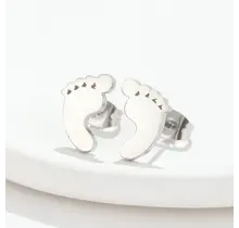 Stainless Steel Baby Voetjes Oorstekers – Schattige Studs Goud/Zilver