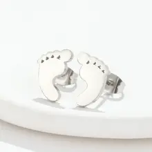 Stainless Steel Baby Voetjes Oorstekers – Schattige Studs Goud/Zilver
