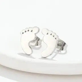 Stainless Steel Baby Voetjes Oorstekers – Schattige Studs Goud/Zilver