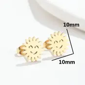 Stainless Steel Zon Oorstekers – Smiley Sun Studs Goud/Zilver